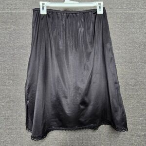 Vintage Black Lace Hem Skirt Whimsigoth DarkFairy 90s Lingerie Midi Length